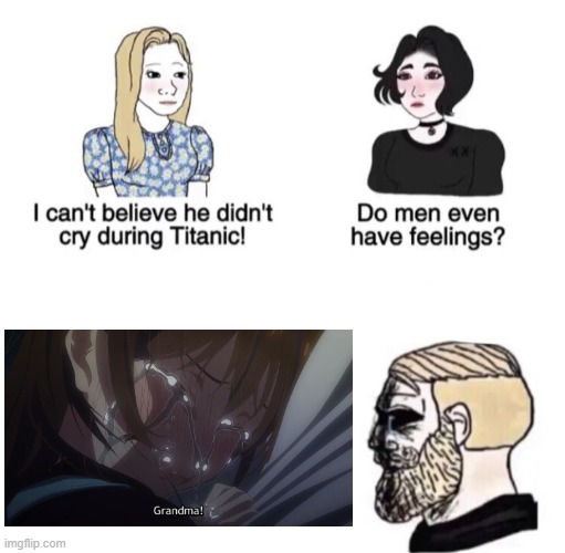 Out of all anime I watched, I can't believe this made me tear up | image tagged in chad crying,memes,manga,anime | made w/ Imgflip meme maker