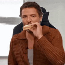 Pedro Pascal eating sandwich streamer Blank Meme Template