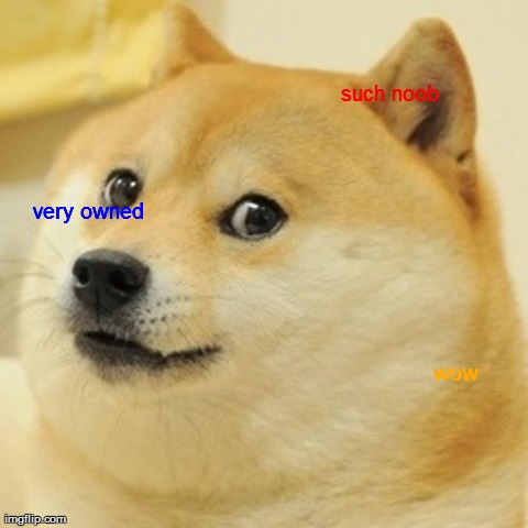 Doge Meme | such noob very owned wow | image tagged in memes,doge | made w/ Imgflip meme maker