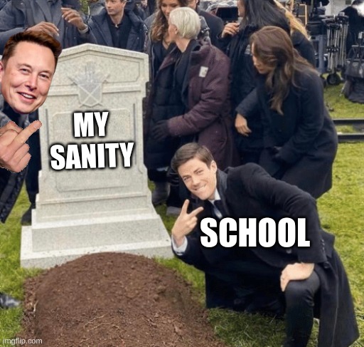 Fr Fr | MY SANITY; SCHOOL | image tagged in grant gustin over grave,for real,relatable,elon musk,school meme | made w/ Imgflip meme maker
