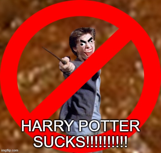 harry potter is a mountain of turds | HARRY POTTER SUCKS!!!!!!!!!! | image tagged in ihateharrrryryrryyrpotetrte | made w/ Imgflip meme maker