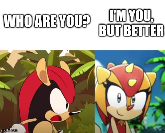 Sonic Meme | I'M YOU, BUT BETTER; WHO ARE YOU? | image tagged in sonic the hedgehog | made w/ Imgflip meme maker