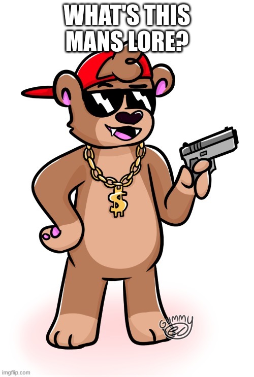 rizzly bear oc by gummy axolotl | WHAT'S THIS MANS LORE? | made w/ Imgflip meme maker