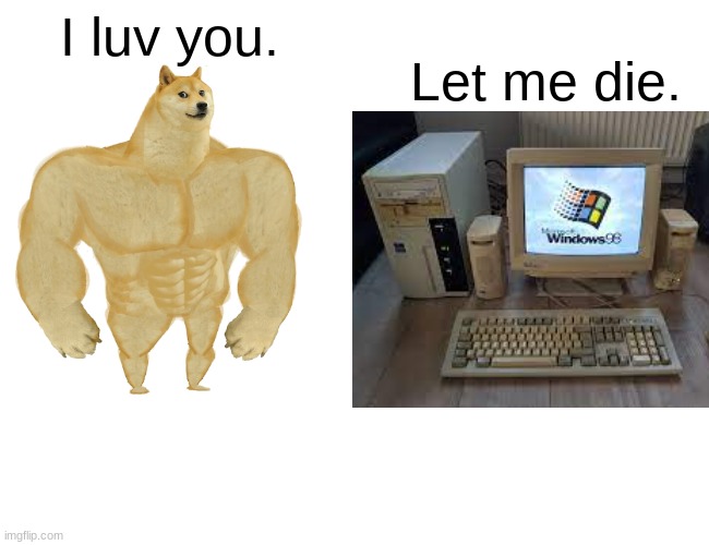 Average collector | I luv you. Let me die. | image tagged in memes,buff doge vs cheems | made w/ Imgflip meme maker