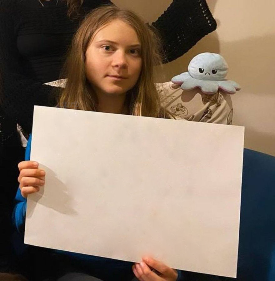 High Quality Greta Thunberg Sign Blank Meme Template