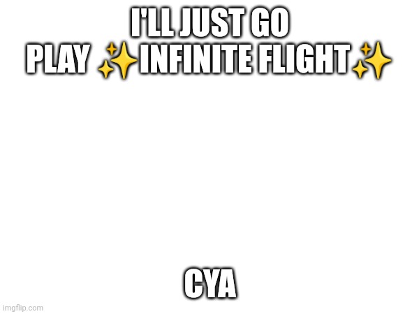 I'LL JUST GO PLAY ✨INFINITE FLIGHT✨; CYA | made w/ Imgflip meme maker