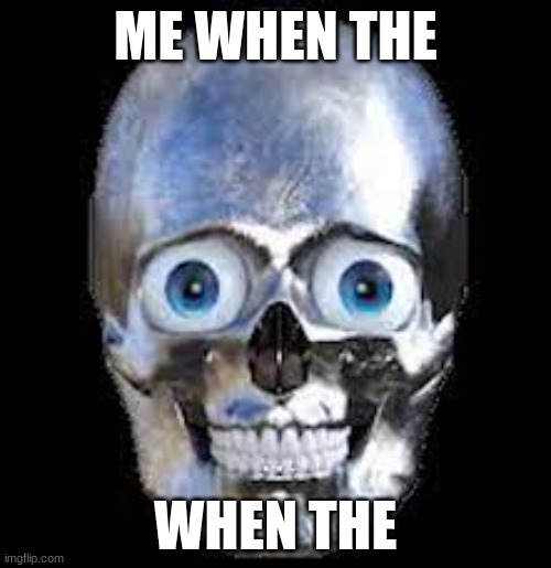 Shiny Skull | ME WHEN THE; WHEN THE | image tagged in shiny skull | made w/ Imgflip meme maker