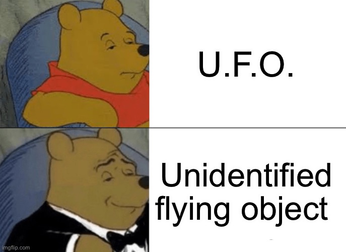Tuxedo Winnie The Pooh | U.F.O. Unidentified flying object | image tagged in memes,tuxedo winnie the pooh | made w/ Imgflip meme maker