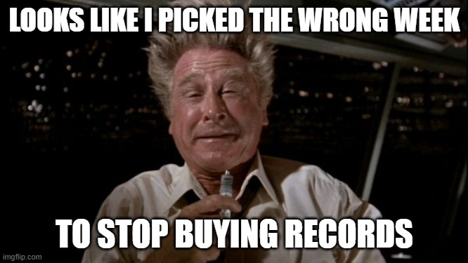 Lloyd Bridges Airplane | LOOKS LIKE I PICKED THE WRONG WEEK; TO STOP BUYING RECORDS | image tagged in lloyd bridges airplane | made w/ Imgflip meme maker