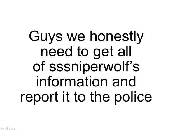 Guys we honestly need to get all of sssniperwolf’s information and report it to the police | made w/ Imgflip meme maker