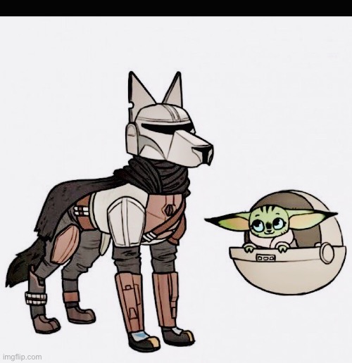 High Quality Baby Yoda and dog Blank Meme Template