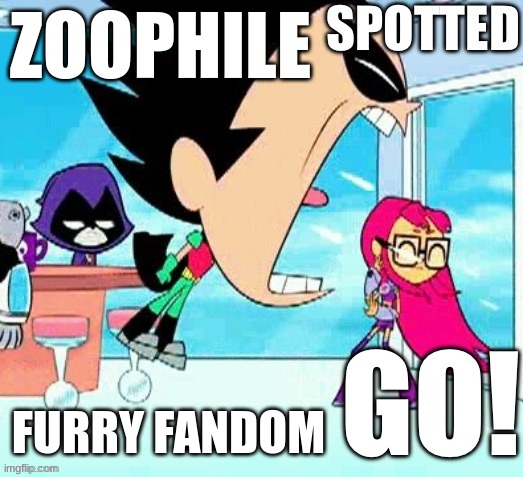 X spotted Y go | ZOOPHILE FURRY FANDOM | image tagged in x spotted y go | made w/ Imgflip meme maker