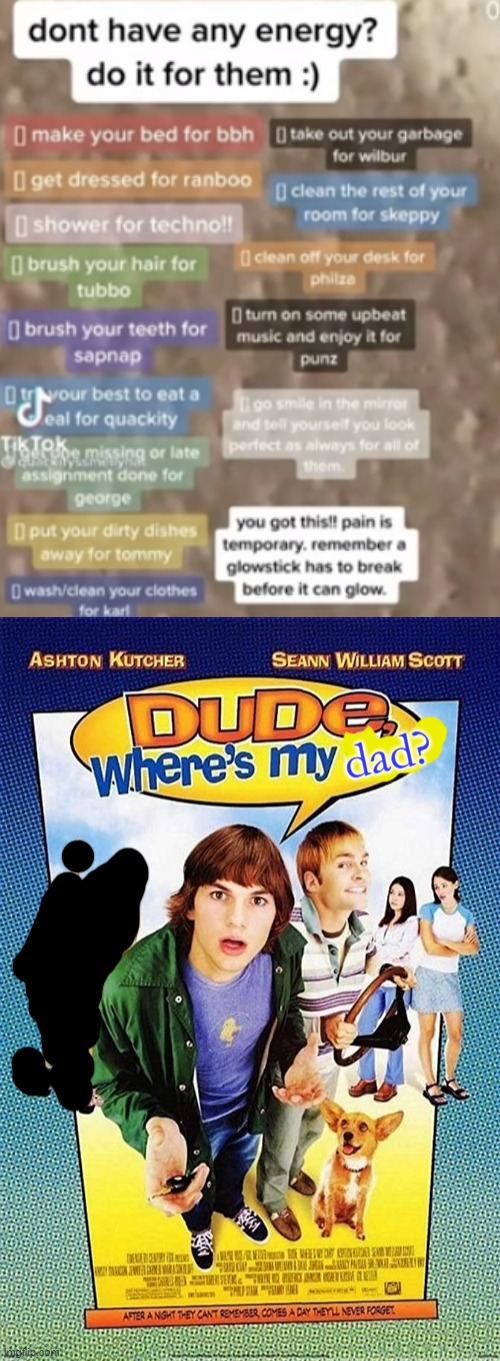 image tagged in dude where's my dad | made w/ Imgflip meme maker