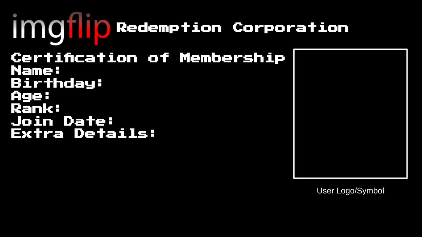 High Quality IRC Certification of Membership Blank Meme Template