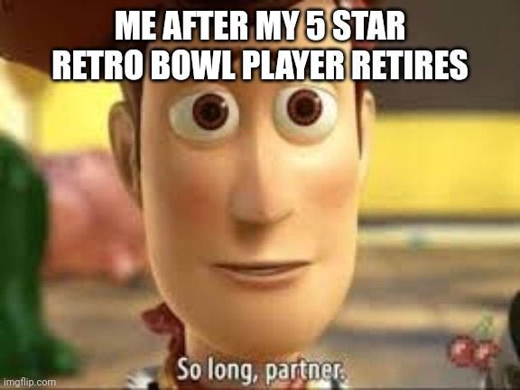 So long partner | ME AFTER MY 5 STAR RETRO BOWL PLAYER RETIRES | image tagged in so long partner | made w/ Imgflip meme maker