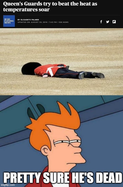 Beat the Heat? | PRETTY SURE HE'S DEAD | image tagged in memes,futurama fry | made w/ Imgflip meme maker