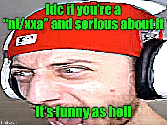 Disgusted | Idc if you’re a “ni/xxa” and serious about it; It’s funny as hell | image tagged in disgusted | made w/ Imgflip meme maker