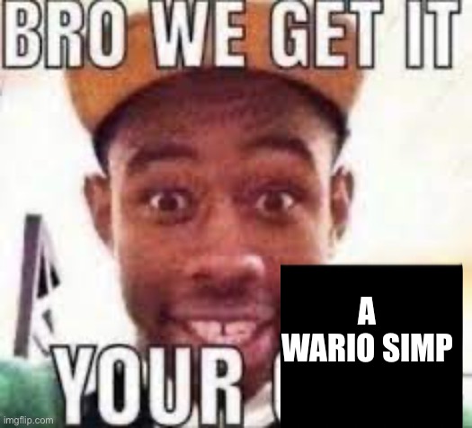 Bro we get it your gay | A WARIO SIMP | image tagged in bro we get it your gay | made w/ Imgflip meme maker