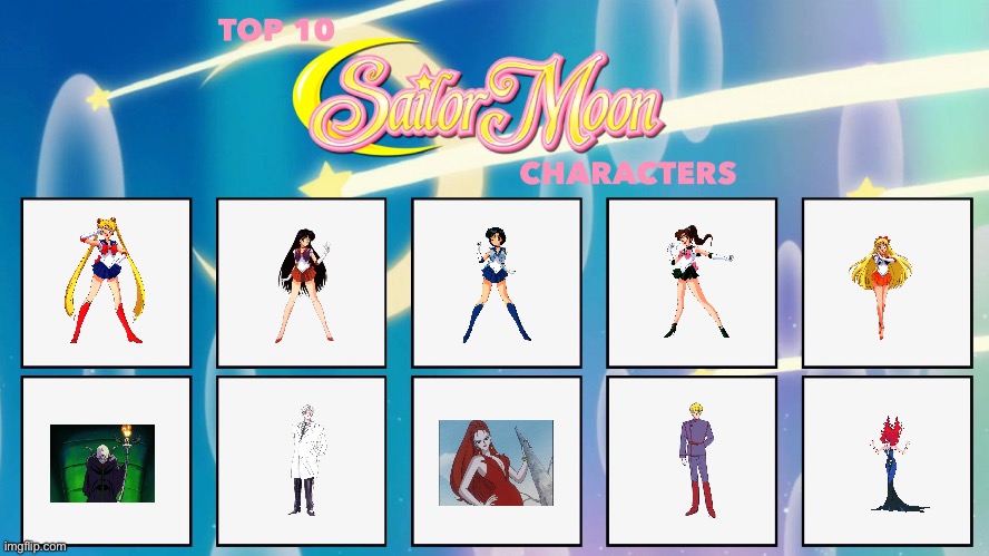 Brandon's Top 10 Sailor Moon Characters | image tagged in sailor moon,anime,girls,girl,cartoon network,action | made w/ Imgflip meme maker