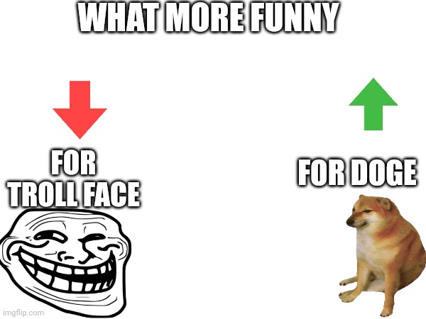 WHAT MORE FUNNY; FOR TROLL FACE; FOR DOGE | made w/ Imgflip meme maker