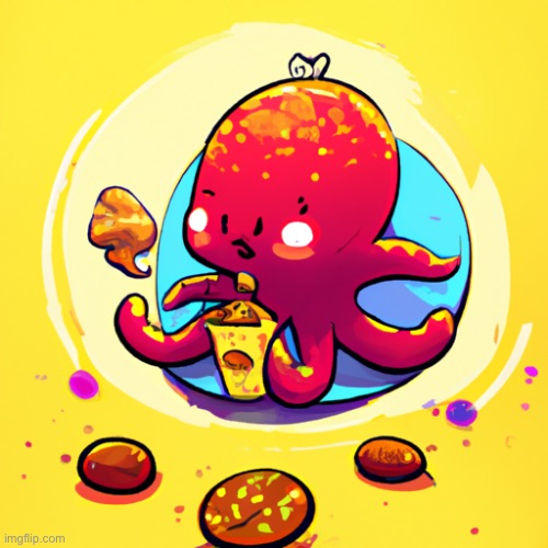 The Ai prompt was “cute octopus eating spicy chicken nuggets”(I'm trying to make chat alive again) | made w/ Imgflip meme maker