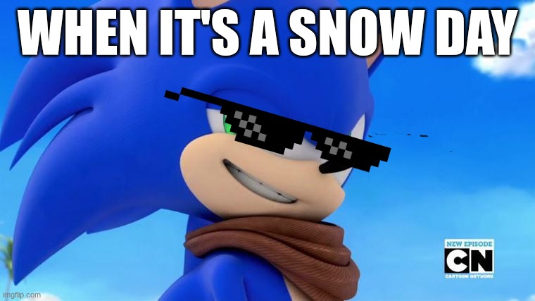 me | WHEN IT'S A SNOW DAY | image tagged in sonic meme | made w/ Imgflip meme maker