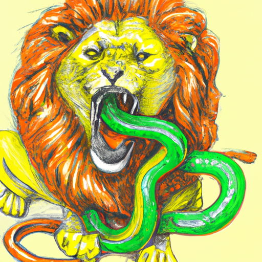 A lion eating a snake Blank Meme Template