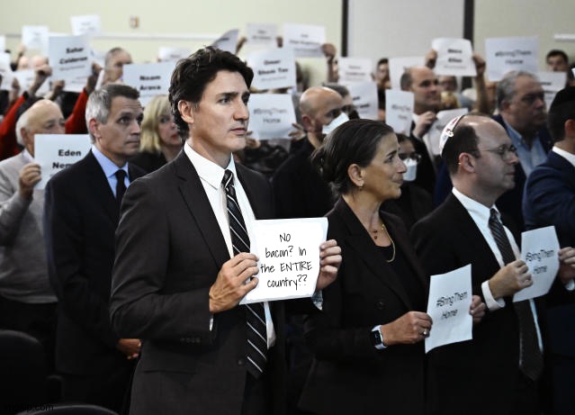 "I can't have a BLT without bacon." | NO bacon? In the ENTIRE country?? | image tagged in justin trudeau | made w/ Imgflip meme maker