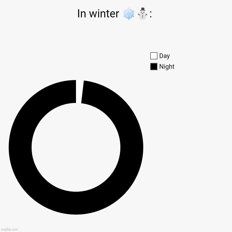 In winter ❄⛄: | Night, Day | image tagged in charts,donut charts | made w/ Imgflip chart maker