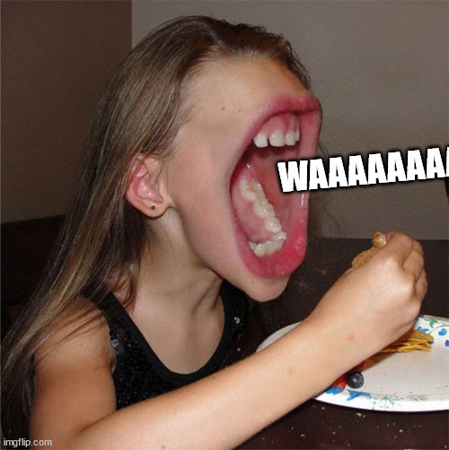 Big mouth girl | WAAAAAAAA | image tagged in big mouth girl | made w/ Imgflip meme maker