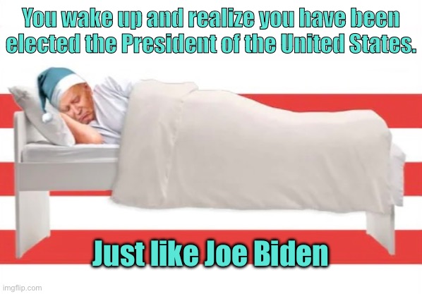Wake up | You wake up and realize you have been elected the President of the United States. Just like Joe Biden | image tagged in joe in dreamland,to realise,you are elected,president,usa,politics | made w/ Imgflip meme maker