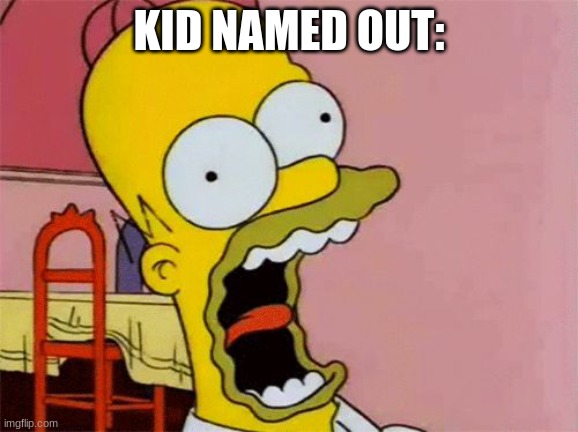 Homer Screaming | KID NAMED OUT: | image tagged in homer screaming | made w/ Imgflip meme maker