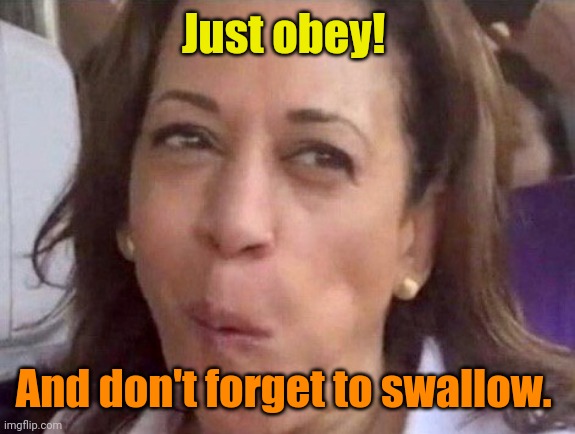 Kamala Harris | Just obey! And don't forget to swallow. | image tagged in kamala harris | made w/ Imgflip meme maker