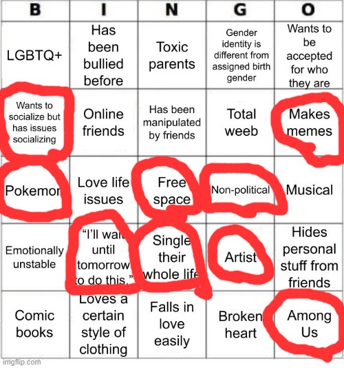 TheSuitedGayWeeb's Bingo | image tagged in thesuitedgayweeb's bingo | made w/ Imgflip meme maker