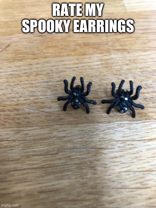 rate them | RATE MY SPOOKY EARRINGS | image tagged in iceu | made w/ Imgflip meme maker