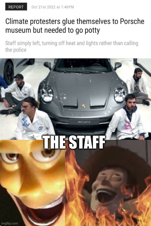 THE STAFF | image tagged in satanic woody no spacing | made w/ Imgflip meme maker