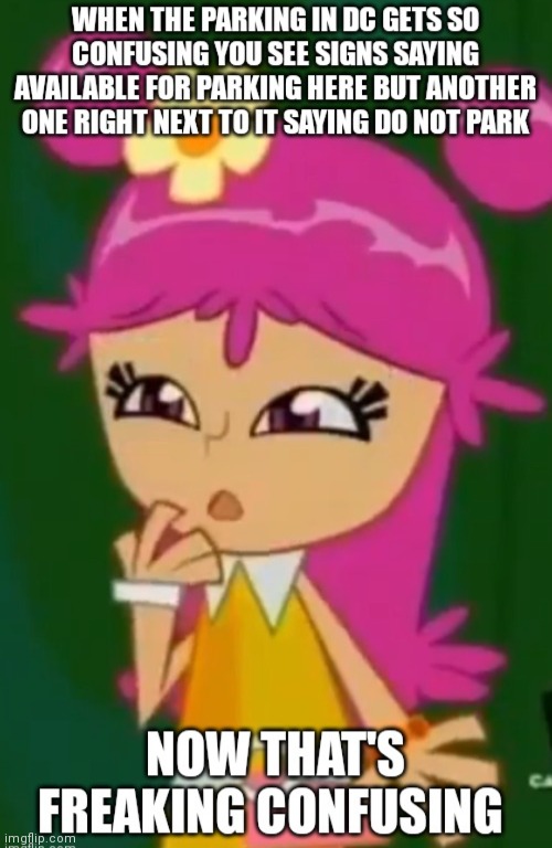 Confused Ami. Confusing parking in DC | image tagged in confusing memes,confused ami,ami onuki,hi hi puffy ami yumi,dc parking memes,dc memes | made w/ Imgflip meme maker