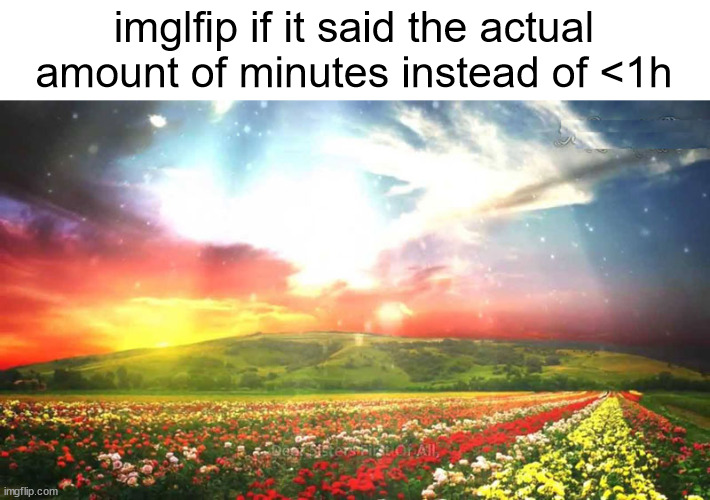 fr | imglfip if it said the actual amount of minutes instead of <1h | image tagged in jannah | made w/ Imgflip meme maker