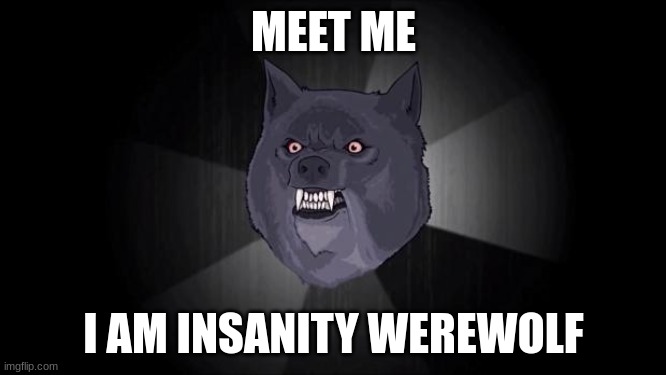 Meet Insanity Wolf | MEET ME; I AM INSANITY WEREWOLF | image tagged in insanity wolf | made w/ Imgflip meme maker
