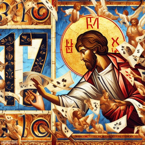 Lucky guy17 in Byzantine style | made w/ Imgflip meme maker