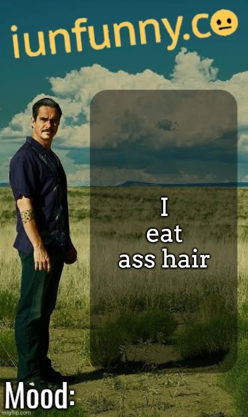 iUnFunny's Lalo Salamanca Template | I eat ass hair | image tagged in iunfunny's lalo salamanca template | made w/ Imgflip meme maker