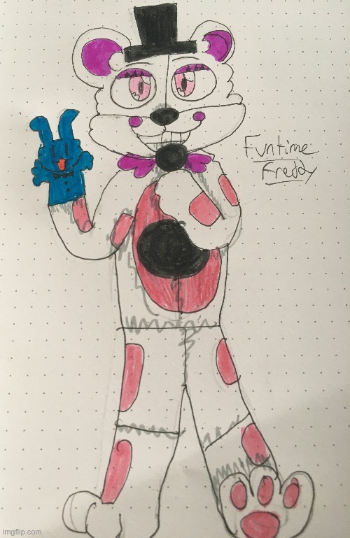 Full colour OmO | image tagged in fnaf,art,fnaf art,five nights at freddy's,funtime freddy,bon bon | made w/ Imgflip meme maker