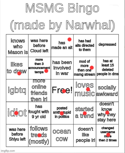 no bingo :( | image tagged in msmg bingo | made w/ Imgflip meme maker