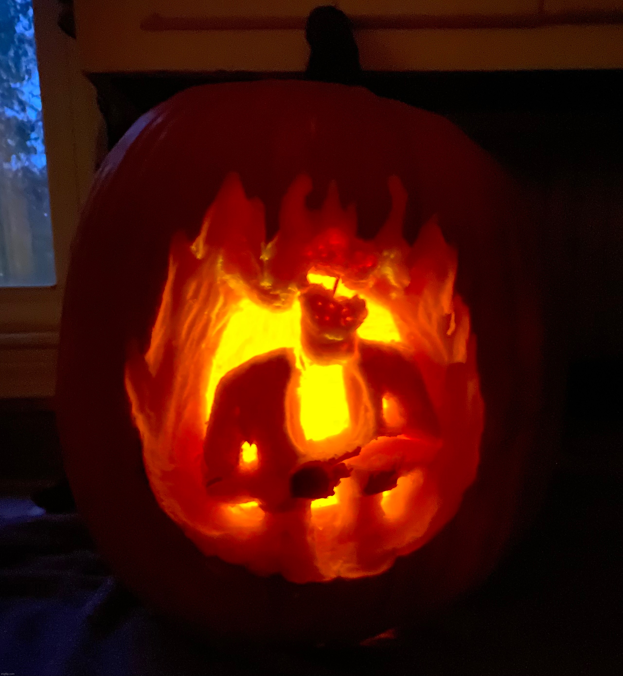 Here’s my pumpkin this year… couldve gone better but also couldve gone worse :skull: | image tagged in technically a drawing,jason voorhees,pumpkin carving,yippie | made w/ Imgflip meme maker