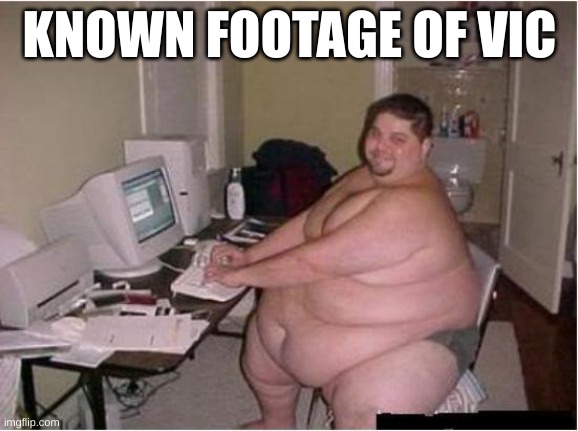 considering how he replies within 20 seconds yknow hes always online. go shower. | KNOWN FOOTAGE OF VIC | image tagged in really fat guy on computer | made w/ Imgflip meme maker
