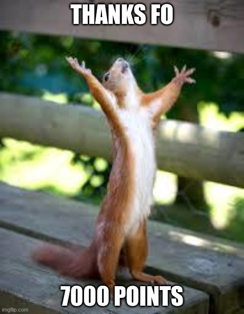 Praise Squirrel | THANKS FO; 7000 POINTS | image tagged in praise squirrel,thx | made w/ Imgflip meme maker