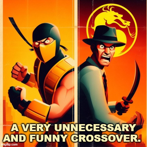 would this work? im not sure. but itd be funny. | A VERY UNNECESSARY AND FUNNY CROSSOVER. | image tagged in funny,mortal kombat,team fortress 2,cartoon | made w/ Imgflip meme maker