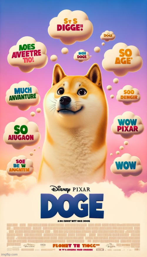 Disney Pixar's Doge | image tagged in disney pixar doge movie poster,ai | made w/ Imgflip meme maker