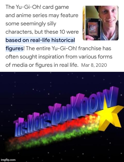 The more you know! | image tagged in the more you know,yugioh,anime | made w/ Imgflip meme maker