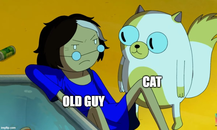 meow | CAT; OLD GUY | image tagged in me and the cat,funny,memes,cat | made w/ Imgflip meme maker